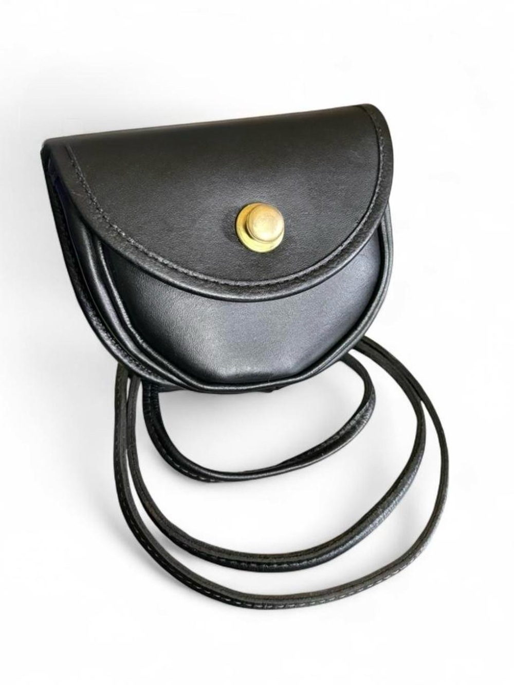 Vintage Leather Belt Bag with Brass Hardware